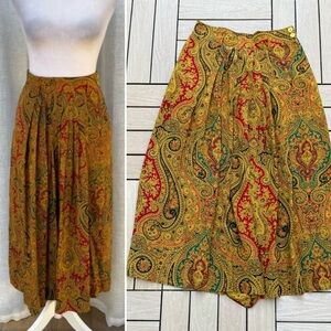 Jones New York Paisley Midi Skirt in Yellow and Red